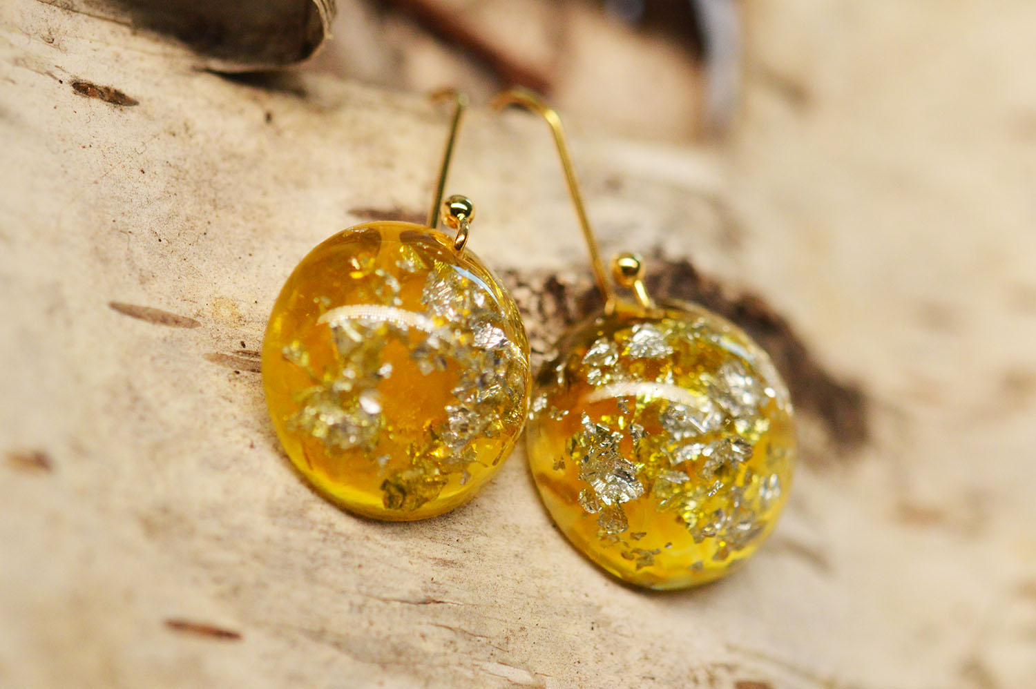 Cercei placati cu aur 14k Amber