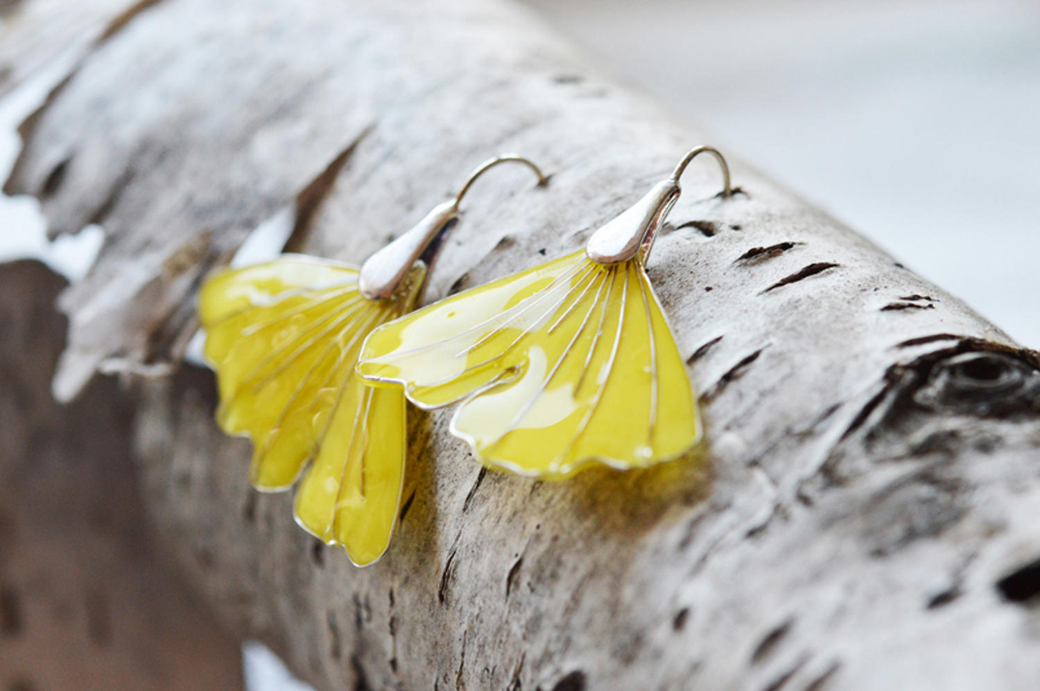 Cercei argint Ginkgo Biloba