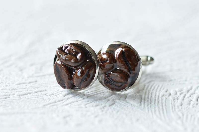 Butoni inox rotunzi Boabe de Cafea