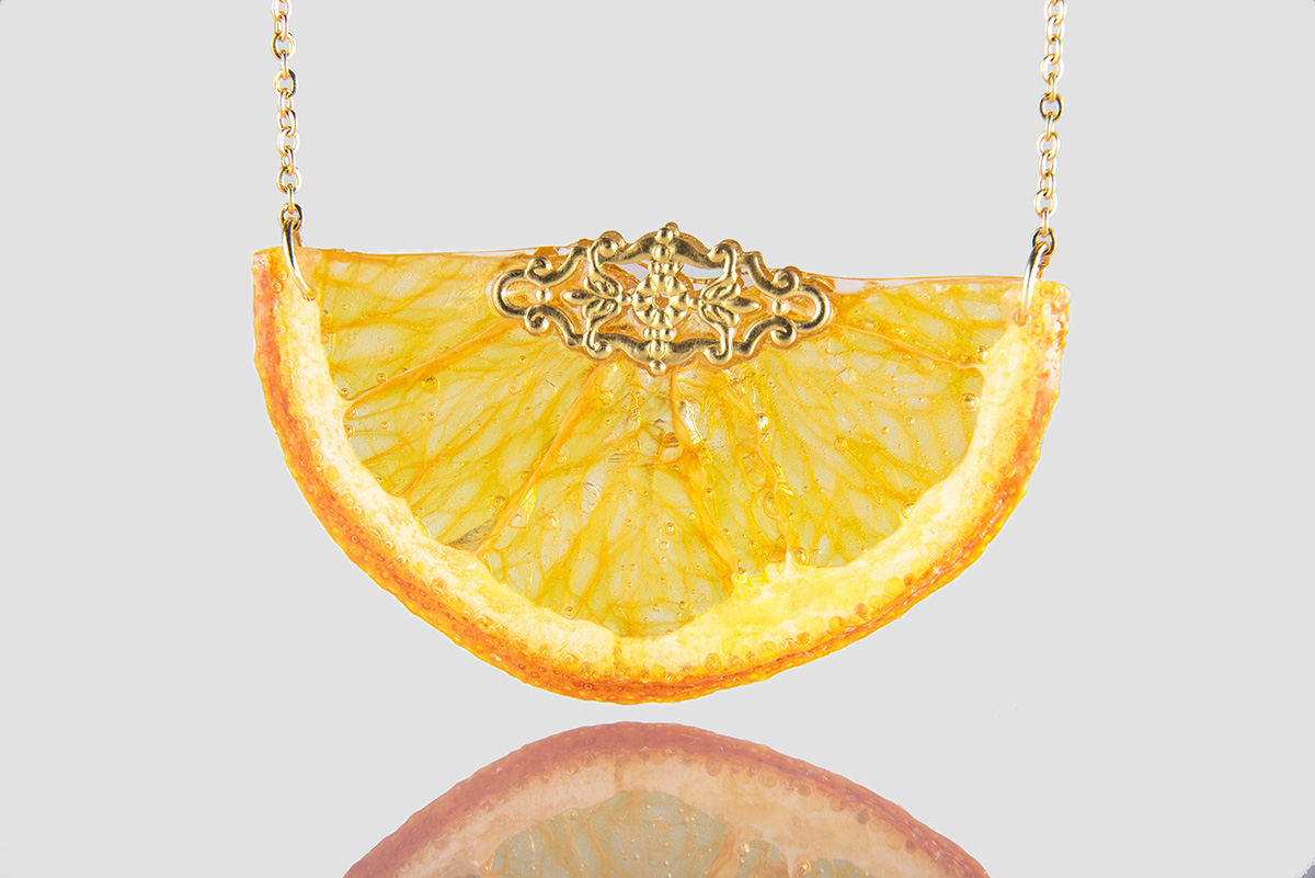 Pandantiv portocala naturala (inox auriu)