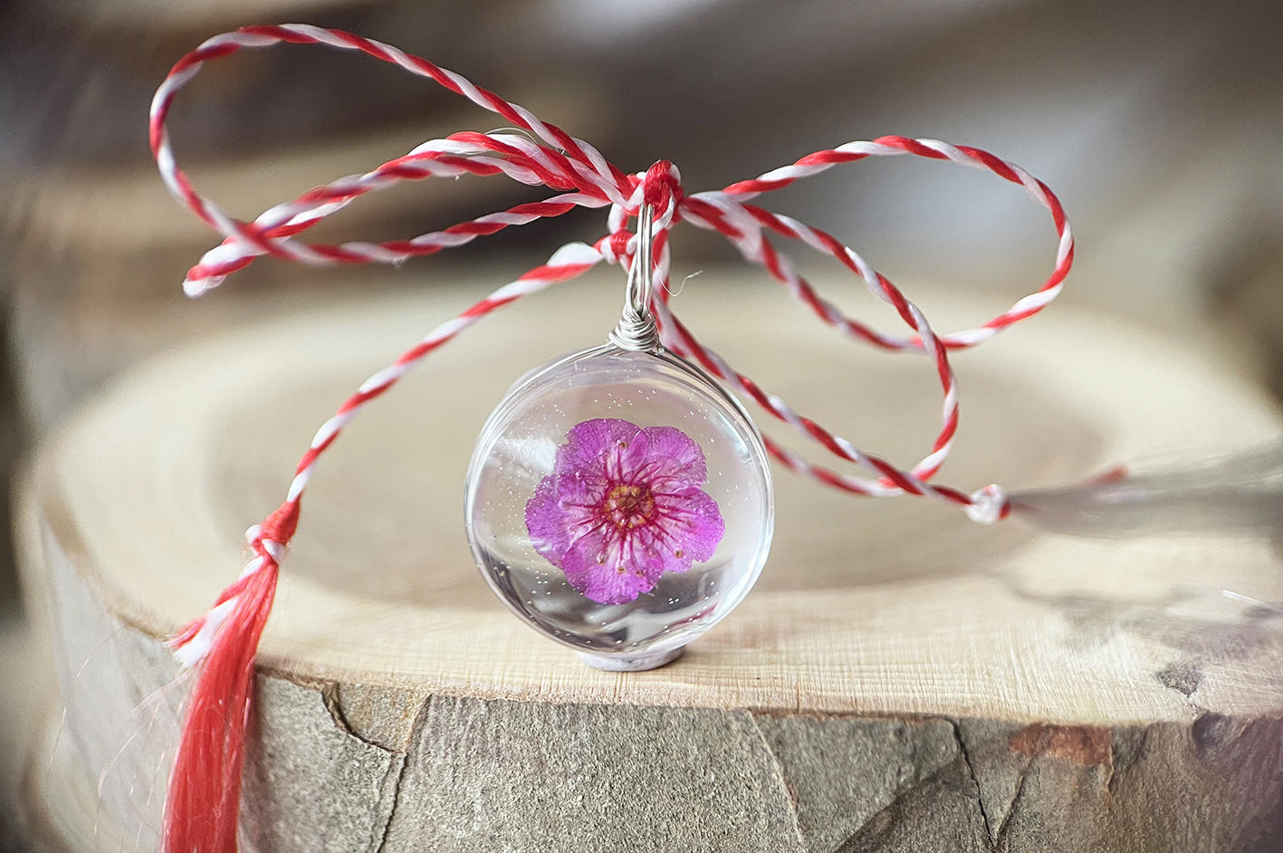 Martisor Pandantiv argint 925 Purple Flower (round edition)