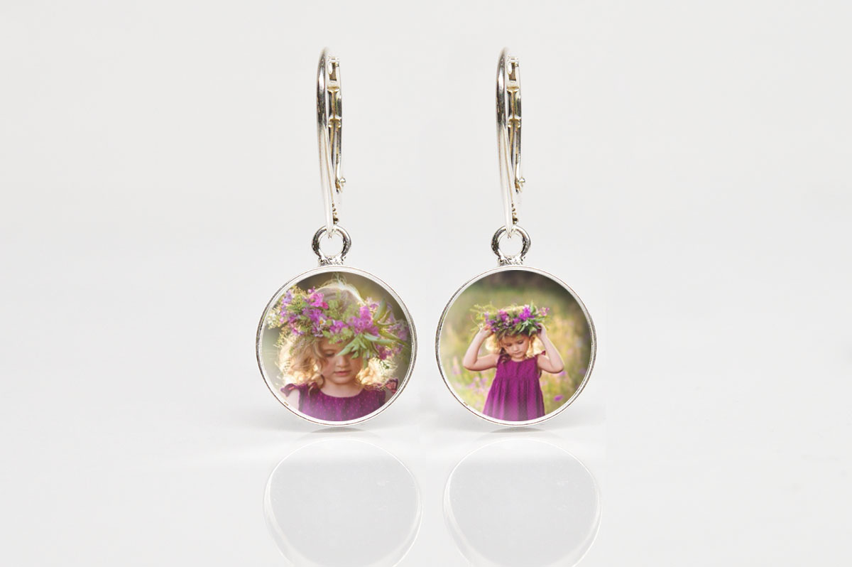 Cercei din argint 925 cu poza fetita